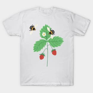 Strawberry plant with bees T-Shirt